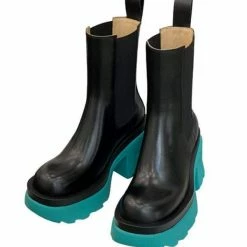 Nuheel® Nuheel Leather Platform Chelsea Boots For Women Colorblock Black Boots 12