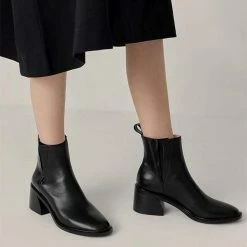 Nuheel® Nuheel Leather Round Toe Chelsea Boots Designer Shoes Ankle Boots Women Ankle & Bootie