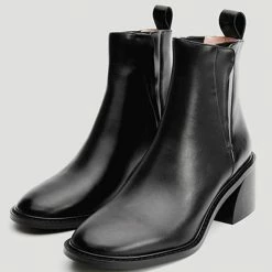 Nuheel® Nuheel Leather Round Toe Chelsea Boots Designer Shoes Ankle Boots Women Ankle & Bootie