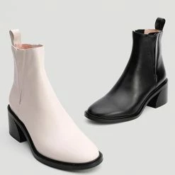 Nuheel® Nuheel Leather Round Toe Chelsea Boots Designer Shoes Ankle Boots Women Ankle & Bootie