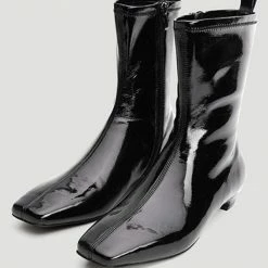 Nuheel® Nuheel Leather Soft Tube Classic Low-Heeled Fashion Booties Black 11