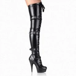 Nuheel® Nuheel Patent Leather Glossy Pole Dance Boots Strap Platform Boots Metal Buckle Knee High Boots Lace Up Boots