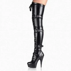 Nuheel® Nuheel Patent Leather Glossy Pole Dance Boots Strap Platform Boots Metal Buckle Knee High Boots Lace Up Boots