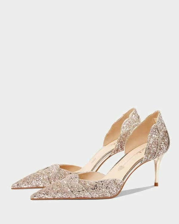 Nuheel Petal Wedding Shoes 2021 New Golden Crystal High-heeled Bridesmaid Shoes 10 Nuheel Petal Wedding Shoes 2021 New Golden Crystal High-heeled Bridesmaid Shoes