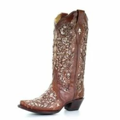 Nuheel® Nuheel Retro Pointed Knee High Boots For Women Embroidery Platform Fashion Boots Hollow Cowboy Boots