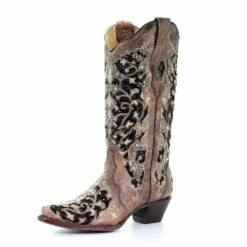Nuheel® Nuheel Retro Pointed Knee High Boots For Women Embroidery Platform Fashion Boots Hollow Cowboy Boots