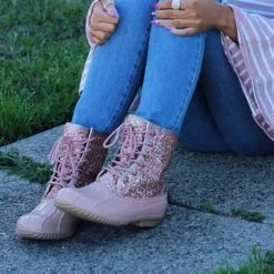 Nuheel® Woman Nuheel Sequin Duck Boots And Fashionable Rain Boots Women Color Matching Martin Boots, Rubber Boots