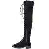 Nuheel® Nuheel Suede Thigh High Boots Front Tie Low Heel Over The Knee Boots 11