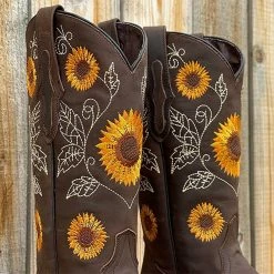 Nuheel® Woman Nuheel Sunflower Platform Boots For Women Plus Size Knee High Boots Embroidered Ethnic Style Cowboy Boots