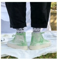 Nuheel® Nuheel Women High Top Canvas Sneakers Lace Up Graffiti Gradient Casual Flat Walking Shoes