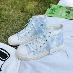 Nuheel® Nuheel Women High Top Canvas Sneakers Lace Up Graffiti Gradient Casual Flat Walking Shoes