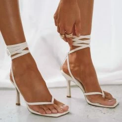Nuheel® Nuheel Women's Lace Up Stiletto High Heeled Sandals Strappy Dress Party Shoes Woman