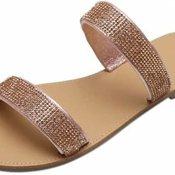 Nuheel® Sandals For Women Rhinestone Crystal Flat Open Toe Sandals