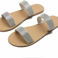 Nuheel® Sandals For Women Rhinestone Crystal Flat Open Toe Sandals