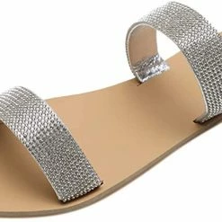 Nuheel® Sandals For Women Rhinestone Crystal Flat Open Toe Sandals