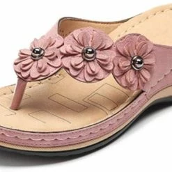 Nuheel® Woman Womens Slide Sandals Flower Clip Toe Beach Clip Toe Comfort Soft Platform Wedge Shoes