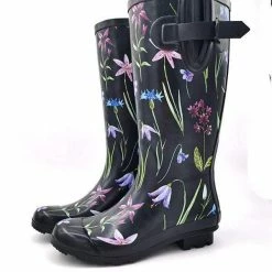 Nuheel® Nuheel Navy Print Rain Boots Women Comfortable Rubber Boots Size 8 High Boots
