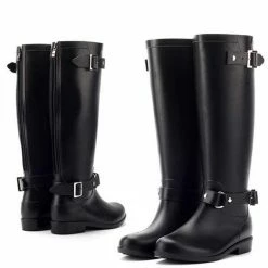 Nuheel® Nuheel Buckle Rain Boots Women Red Zipper Water Shoes Fashionable Rubber Boots 9.5