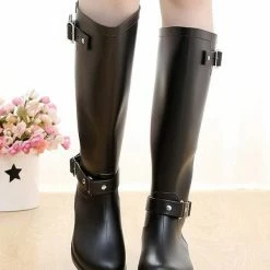 Nuheel® Nuheel Buckle Rain Boots Women Red Zipper Water Shoes Fashionable Rubber Boots 9.5