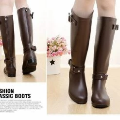 Nuheel® Nuheel Buckle Rain Boots Women Red Zipper Water Shoes Fashionable Rubber Boots 9.5