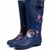 Nuheel® Nuheel Navy Print Rain Boots Women Comfortable Rubber Boots Size 8 High Boots