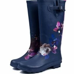Nuheel® Nuheel Navy Print Rain Boots Women Comfortable Rubber Boots Size 8 High Boots