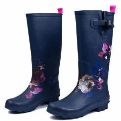 Nuheel® Nuheel Navy Print Rain Boots Women Comfortable Rubber Boots Size 8 High Boots