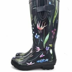 Nuheel® Nuheel Navy Print Rain Boots Women Comfortable Rubber Boots Size 8 High Boots