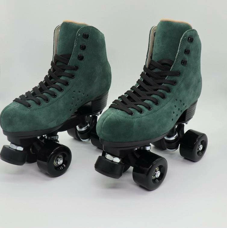 Nuheel® Woman Nuheel Green Suede Double Row Roller Skates Women Pu Four-Wheel Plastic Steel Base Roller Shoes,Size 4.5-13.5 13 Nuheel® Woman Nuheel Green Suede Double Row Roller Skates Women Pu Four-Wheel Plastic Steel Base Roller Shoes,Size 4.5-13.5