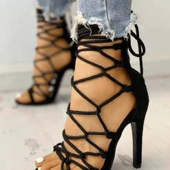 Nuheel® Woman NUHEEL HIGH HEELS SANDALS For Womens ZIPPER HOLLOW OUT LACE UP THIN
