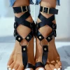 Nuheel® Toe Ring Buckled O-ring Design Flat Sandals Woman
