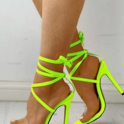 Nuheel® Transparent Strap Lace-Up Thin Heeled Sandals Woman