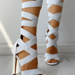 Nuheel® Bandage Lace-Up Zipper Back Thin Heels