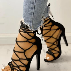 Nuheel® Woman NUHEEL HIGH HEELS SANDALS For Womens ZIPPER HOLLOW OUT LACE UP THIN