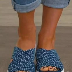 Nuheel® Woman Stretch Cross Slip On Flat Slippers Stretch Cross Orthotic Slide Sandals