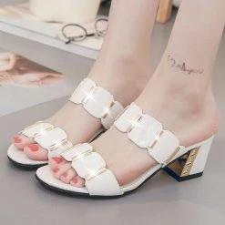 Nuheel® Woman Sandals Women Square Heels Summer Sandals Peep Toe Ladies Multi Colors Wedge Shoes