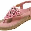Nuheel® Flower Bohemia Character Sandals With Beads T-Strap Buckle Pearl Crystal Flat Sandals 1 Nuheel® Flower Bohemia Character Sandals With Beads T-Strap Buckle Pearl Crystal Flat Sandals