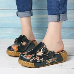 Nuheel® Woman Womens Platform Sandals Shoes For Summer Leather Slipper Mule Clogs