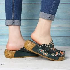 Nuheel® Woman Womens Platform Sandals Shoes For Summer Leather Slipper Mule Clogs