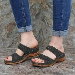 Nuheel® Woman Premium Arch-Support Orthopedic Faux Leather Embroidery Breathable Women Sandals