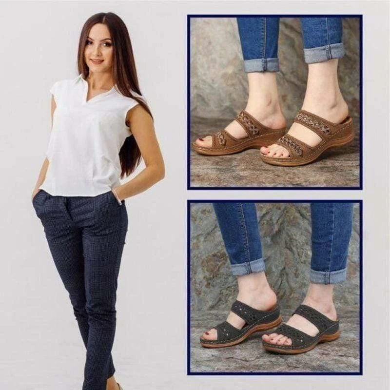 Nuheel® Woman Premium Arch-Support Orthopedic Faux Leather Embroidery Breathable Women Sandals 5 Nuheel® Woman Premium Arch-Support Orthopedic Faux Leather Embroidery Breathable Women Sandals