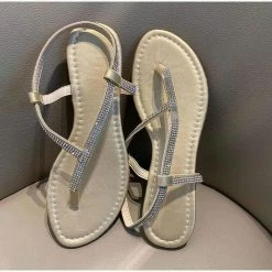 Nuheel® Summer Shoes For Women Slip On Sandals Clip Toe Fashion Rhinestone Bling Fat Footwear Woman