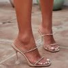 Nuheel® Woman Slippers Fashion Transparent Crystal Rhinestone Clear Strange Heels Wedding Shoes