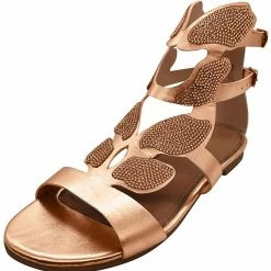 Nuheel® Womens Gladiator Flat Sandals Crystal Open Toe Rhinestone Sandals