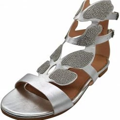 Nuheel® Womens Gladiator Flat Sandals Crystal Open Toe Rhinestone Sandals