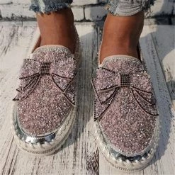 Nuheel® Women Slip-On Loafers Thick-Sole Shining Rhinestone Platform Shoes With Cute Bowknot 16 Nuheel® Women Slip-On Loafers Thick-Sole Shining Rhinestone Platform Shoes With Cute Bowknot