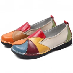 Nuheel® Womens Loafers Casual Daily Walking Shoes Leather Nappa Leather Color Block Solid Colored Woman