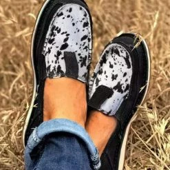 Nuheel® Women Cow Slip On Round Toe Casual Flat Sneakers - Brown For Spring Or Autumn Woman