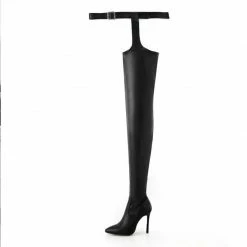 Nuheel® High Quality Leather Over Knee Boots High Pointed Toe Buckle Strap Zip Woman Shoes