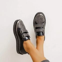 Nuheel® Woman Women Rhinestone Casual Daily Magic Tape Sneakers Thick Lazy Flat Shoes 16 Nuheel® Woman Women Rhinestone Casual Daily Magic Tape Sneakers Thick Lazy Flat Shoes